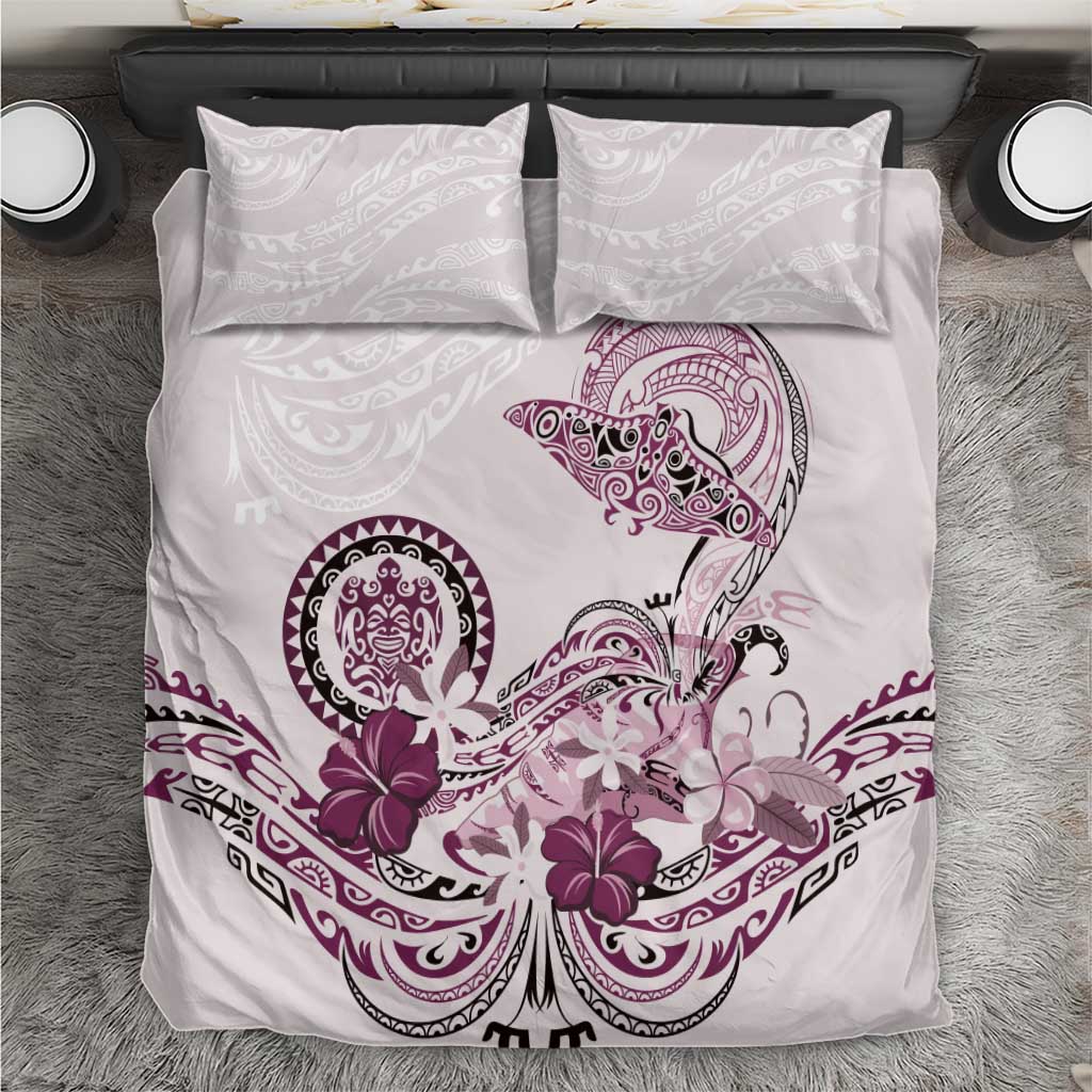 Polynesian Manta Ray Bedding Set Pink Floral Turtle Tattoo LT9 Pink - Polynesian Pride