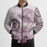 Polynesian Manta Ray Bomber Puffer Jacket Pink Floral Turtle Tattoo LT9 - Polynesian Pride