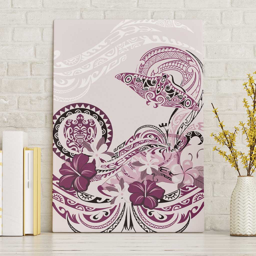Polynesian Manta Ray Canvas Wall Art Pink Floral Turtle Tattoo LT9 Without Frame Pink - Polynesian Pride