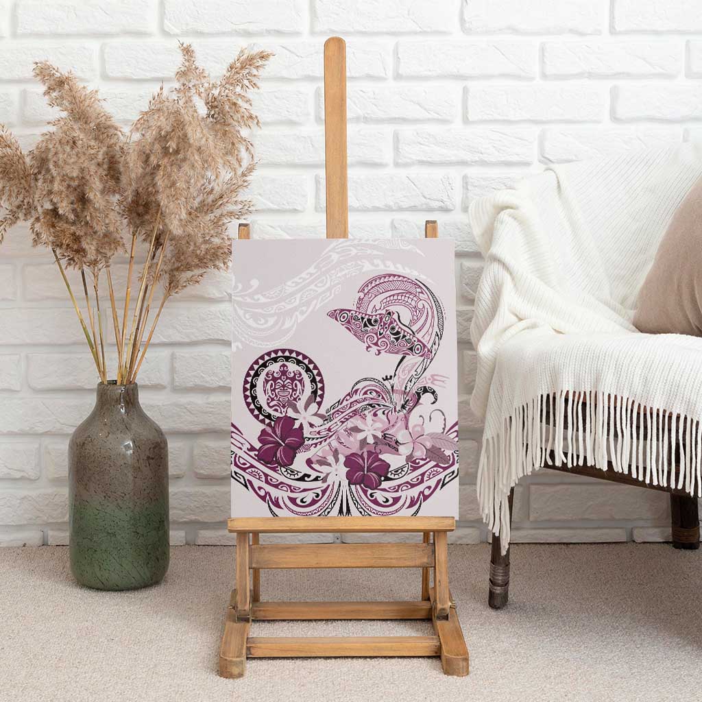 Polynesian Manta Ray Canvas Wall Art Pink Floral Turtle Tattoo LT9 - Polynesian Pride
