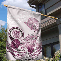 Polynesian Manta Ray Garden Flag Pink Floral Turtle Tattoo LT9 - Polynesian Pride