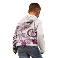 Polynesian Manta Ray Kid Hoodie Pink Floral Turtle Tattoo LT9 - Polynesian Pride