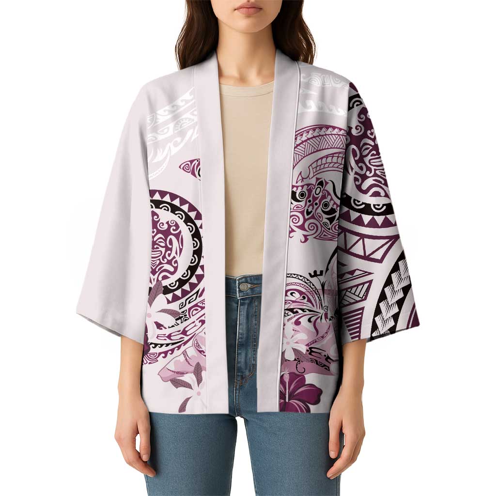 Polynesian Manta Ray Kimono Pink Floral Turtle Tattoo LT9 - Polynesian Pride