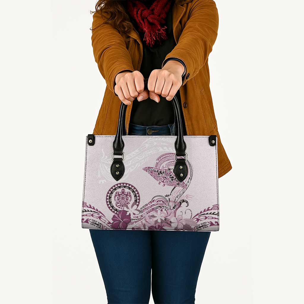 Polynesian Manta Ray Leather Bag Pink Floral Turtle Tattoo LT9 - Polynesian Pride