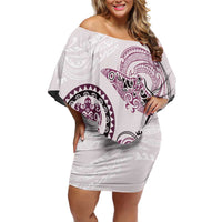 Polynesian Manta Ray Off Shoulder Short Dress Pink Floral Turtle Tattoo LT9 Women Pink - Polynesian Pride
