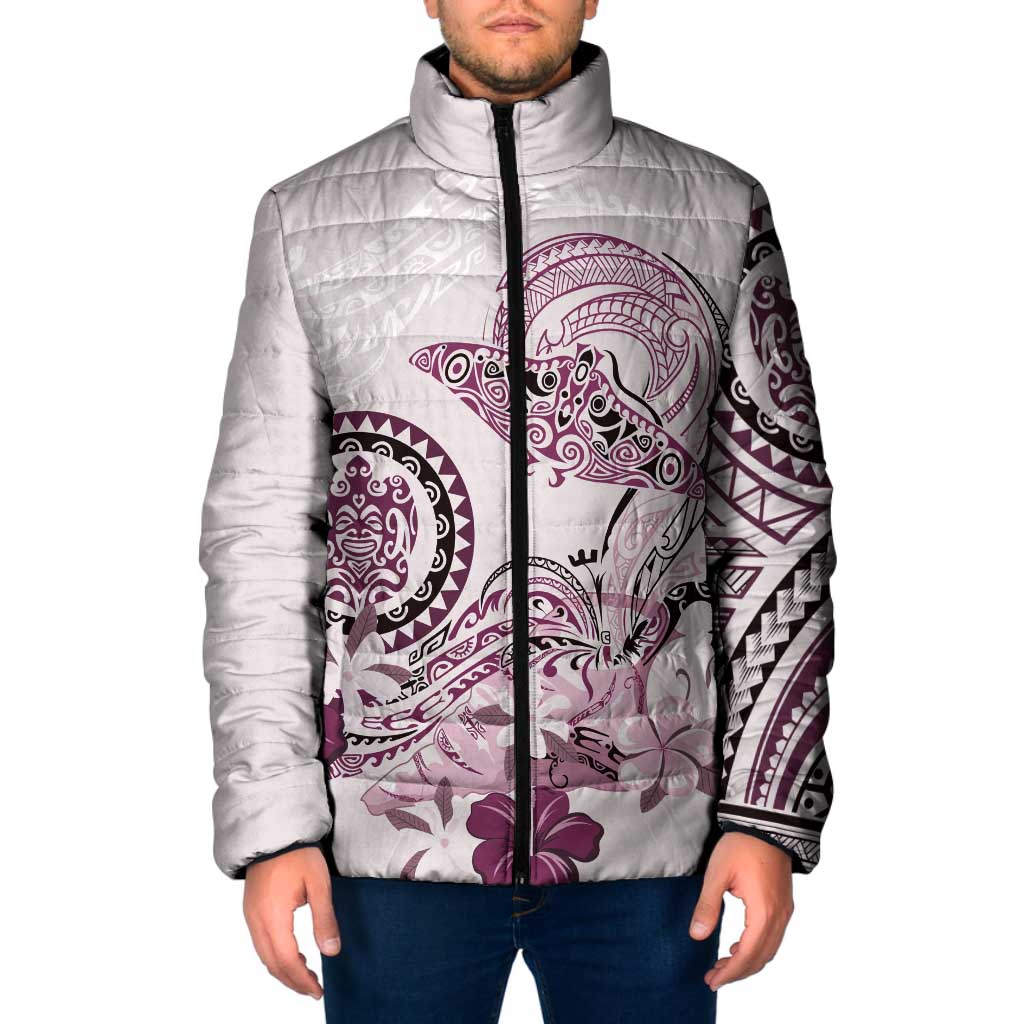 Polynesian Manta Ray Padded Jacket Pink Floral Turtle Tattoo LT9 Men Pink - Polynesian Pride