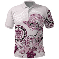 Polynesian Manta Ray Polo Shirt Pink Floral Turtle Tattoo LT9 Pink - Polynesian Pride