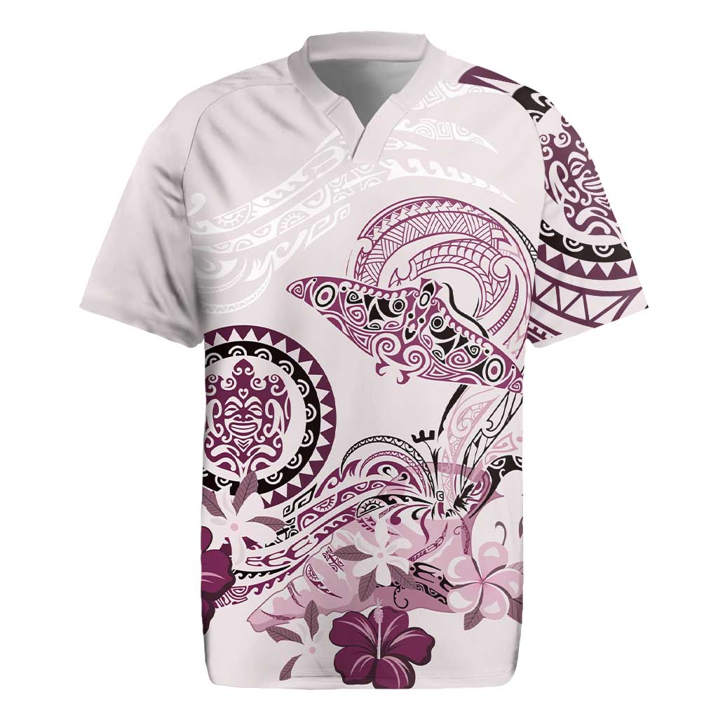 Polynesian Manta Ray Rugby Jersey Pink Floral Turtle Tattoo LT9 Pink - Polynesian Pride