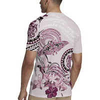 Polynesian Manta Ray Rugby Jersey Pink Floral Turtle Tattoo LT9 - Polynesian Pride