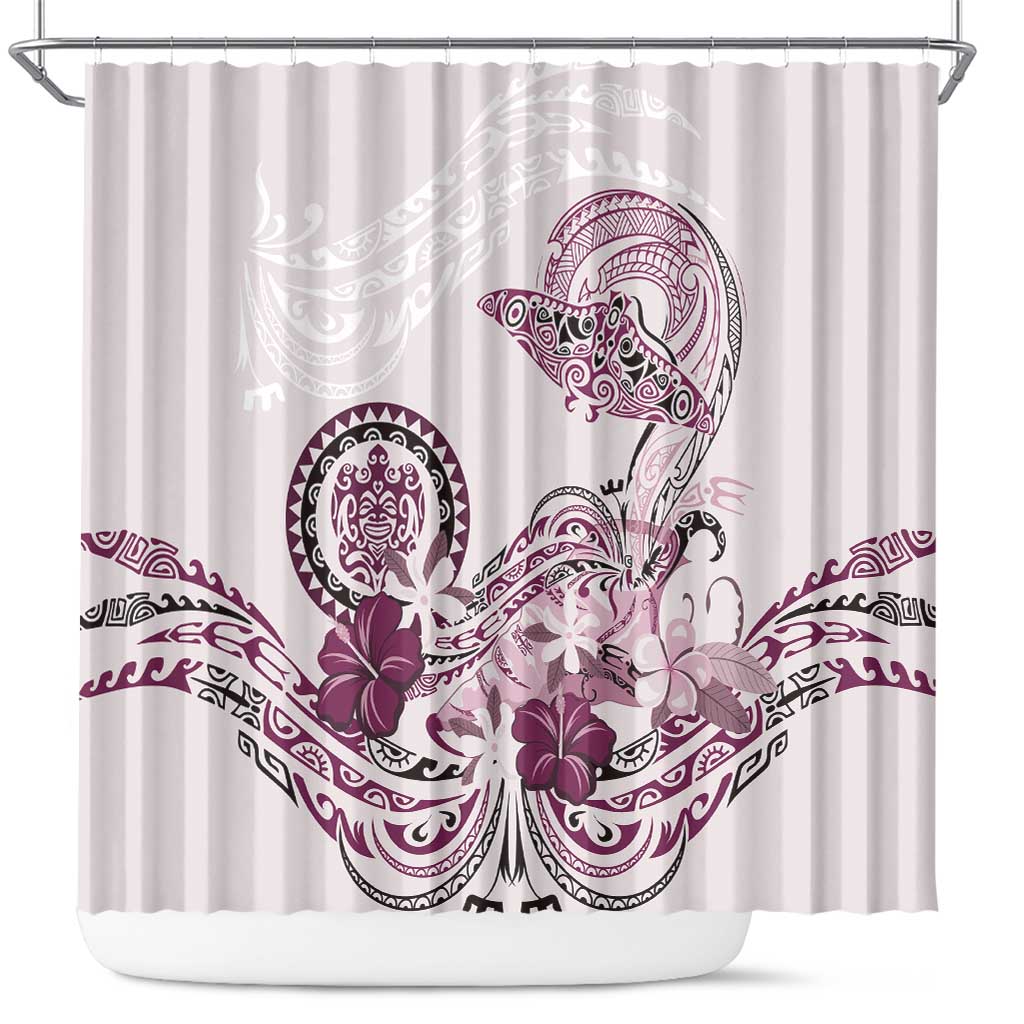 Polynesian Manta Ray Shower Curtain Pink Floral Turtle Tattoo LT9 Pink - Polynesian Pride