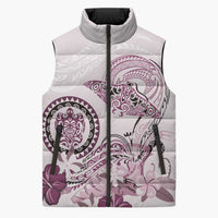 Polynesian Manta Ray Sleeveless Puffer Jacket Pink Floral Turtle Tattoo LT9 Unisex Pink - Polynesian Pride