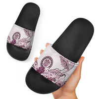 Polynesian Manta Ray Slide Sandals Pink Floral Turtle Tattoo LT9 - Polynesian Pride