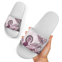 Polynesian Manta Ray Slide Sandals Pink Floral Turtle Tattoo LT9 - Polynesian Pride