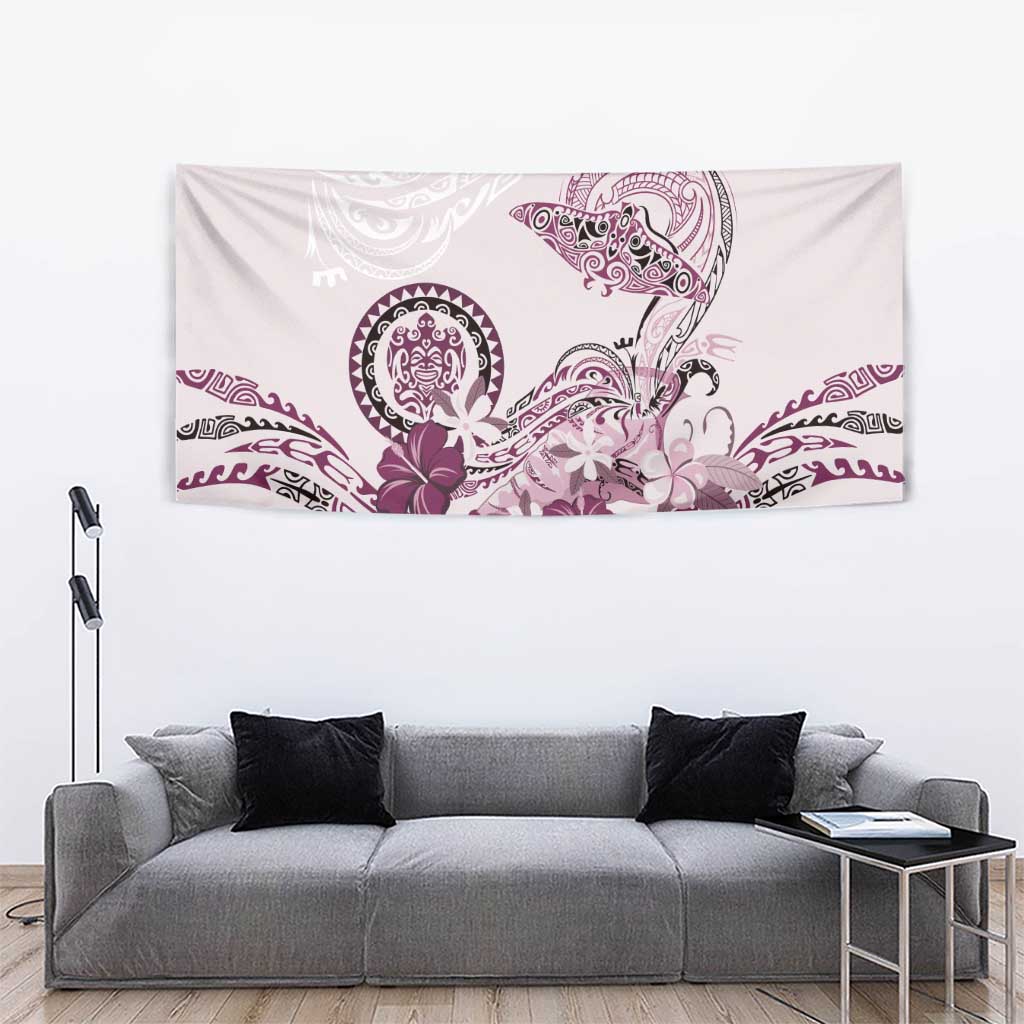 Polynesian Manta Ray Tapestry Pink Floral Turtle Tattoo LT9 - Polynesian Pride
