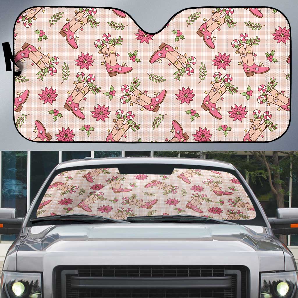 Beige Paniolo Palaka Hawaiian Cowgirl Christmas Auto Sun Shade LT9 Beige - Polynesian Pride