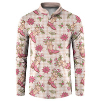 Beige Paniolo Palaka Hawaiian Cowgirl Christmas Button Sweatshirt LT9 Beige - Polynesian Pride