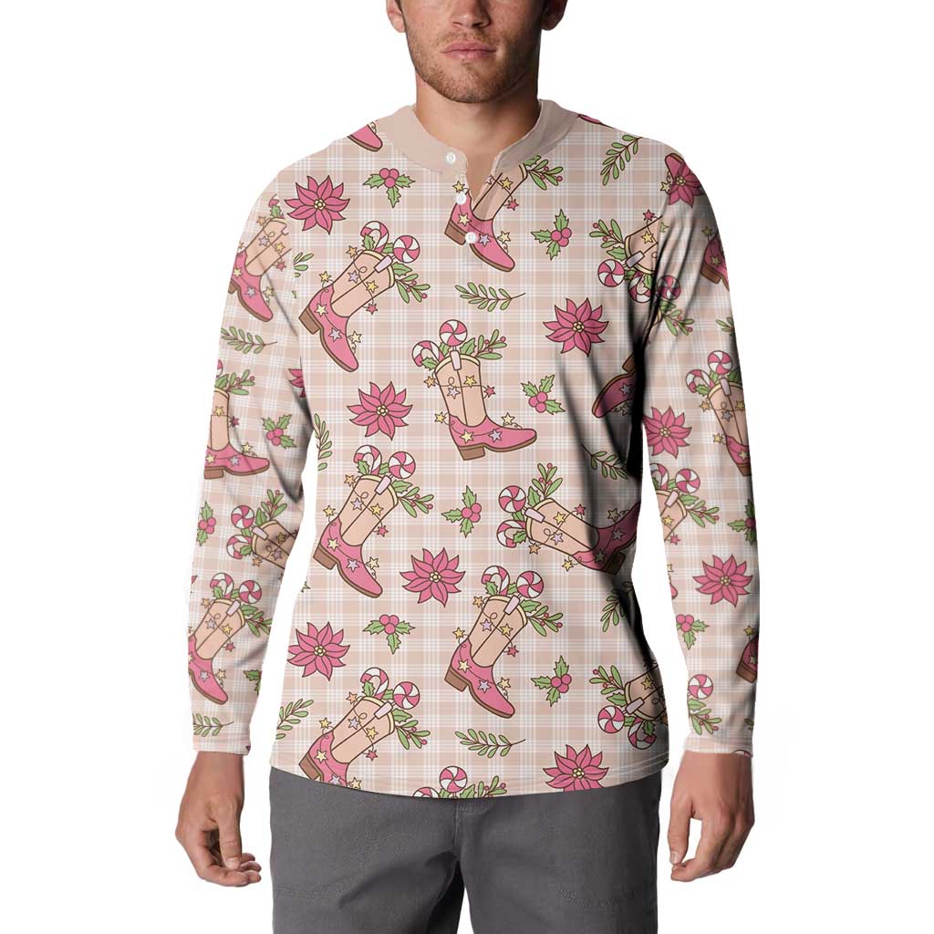 Beige Paniolo Palaka Hawaiian Cowgirl Christmas Button Sweatshirt LT9 - Polynesian Pride
