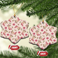 Beige Paniolo Palaka Hawaiian Cowgirl Christmas Ceramic Ornament LT9 Snow Flake Beige - Polynesian Pride