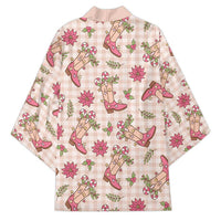 Beige Paniolo Palaka Hawaiian Cowgirl Christmas Kimono LT9 - Polynesian Pride