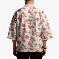 Beige Paniolo Palaka Hawaiian Cowgirl Christmas Kimono LT9 - Polynesian Pride