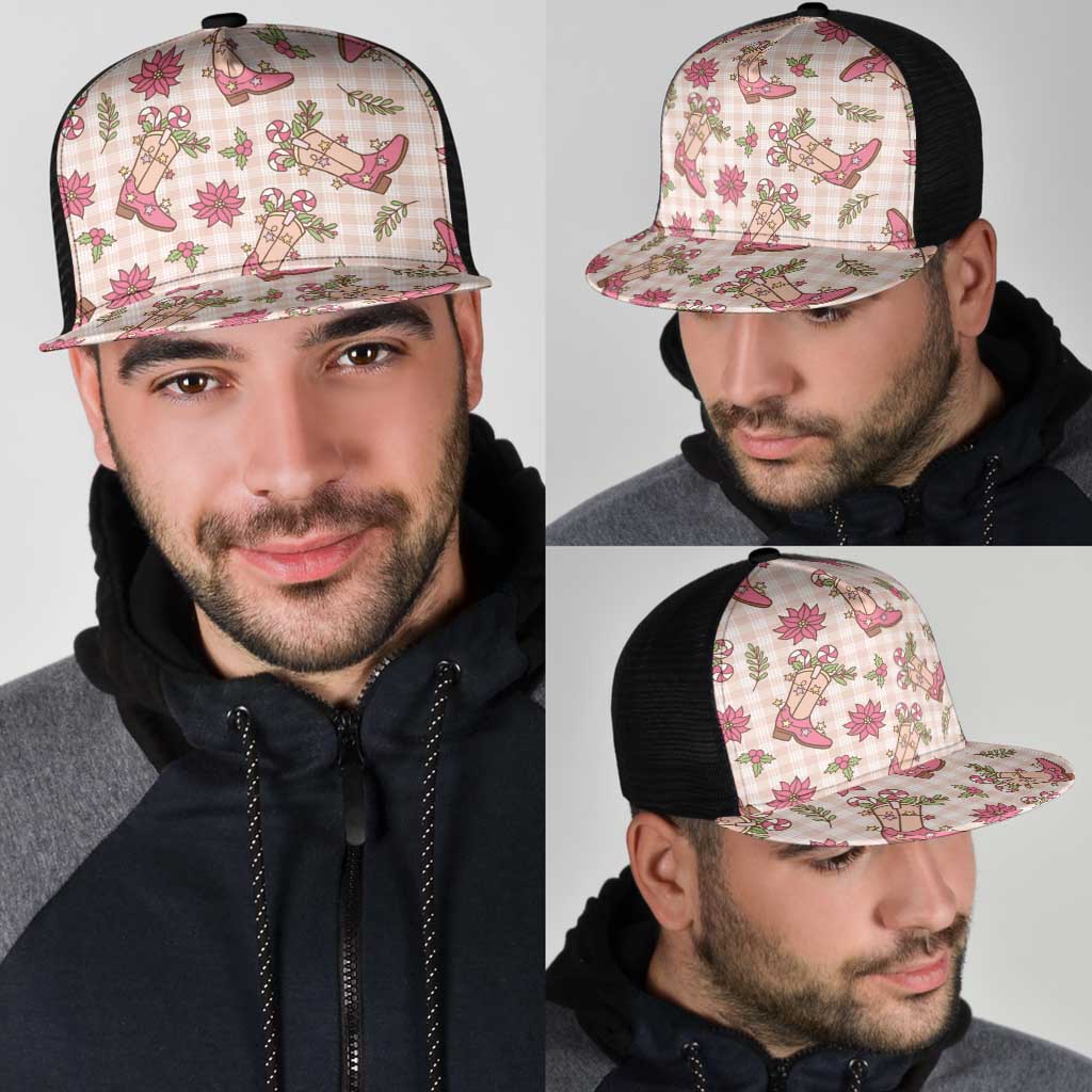 Beige Paniolo Palaka Hawaiian Cowgirl Christmas Mesh Trucker Cap LT9 - Polynesian Pride