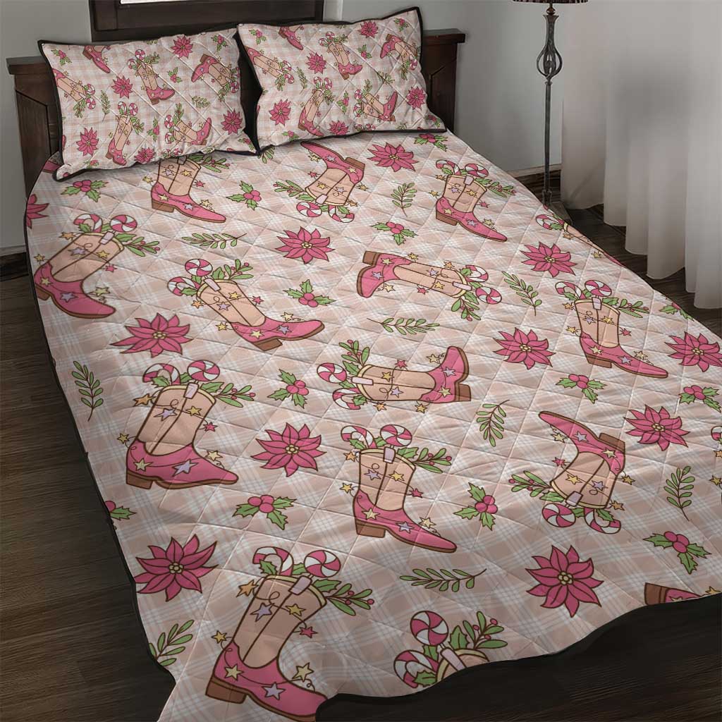 Beige Paniolo Palaka Hawaiian Cowgirl Christmas Quilt Bed Set LT9 Beige - Polynesian Pride