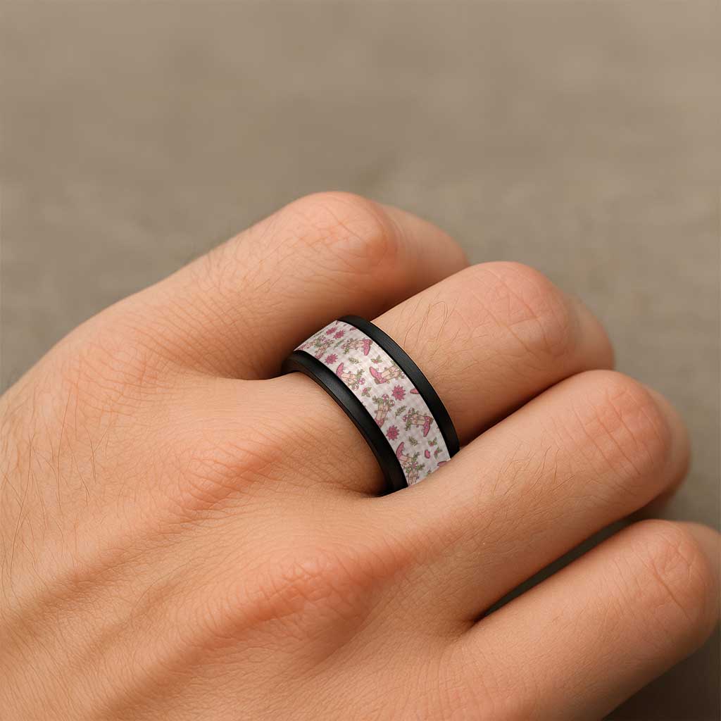 Beige Paniolo Palaka Hawaiian Cowgirl Christmas Spinner Ring LT9 - Polynesian Pride