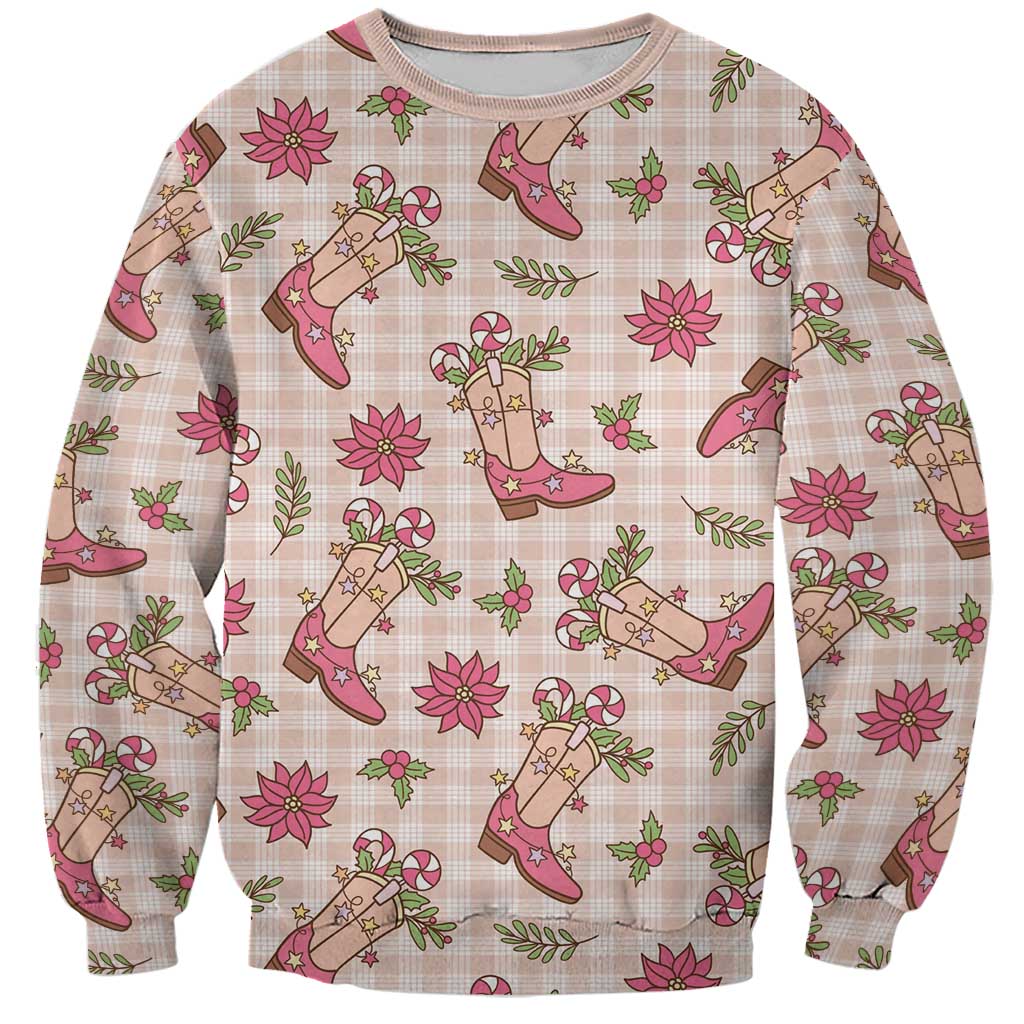 Beige Paniolo Palaka Hawaiian Cowgirl Christmas Sweatshirt LT9 Unisex Beige - Polynesian Pride