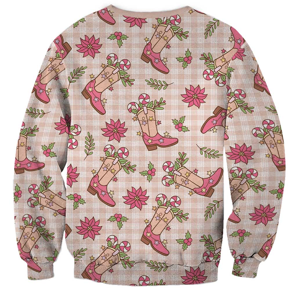 Beige Paniolo Palaka Hawaiian Cowgirl Christmas Sweatshirt LT9 - Polynesian Pride