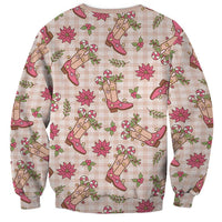Beige Paniolo Palaka Hawaiian Cowgirl Christmas Sweatshirt LT9 - Polynesian Pride