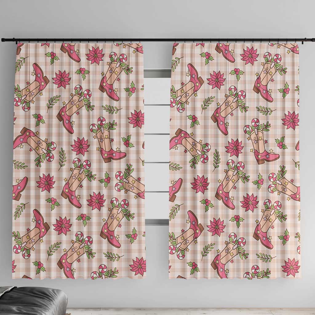 Beige Paniolo Palaka Hawaiian Cowgirl Christmas Window Curtain LT9 With Hooks Beige - Polynesian Pride