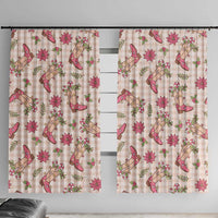 Beige Paniolo Palaka Hawaiian Cowgirl Christmas Window Curtain LT9 With Hooks Beige - Polynesian Pride