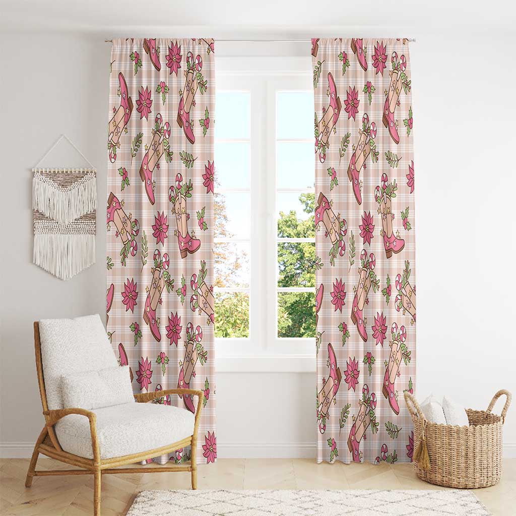 Beige Paniolo Palaka Hawaiian Cowgirl Christmas Window Curtain LT9 - Polynesian Pride