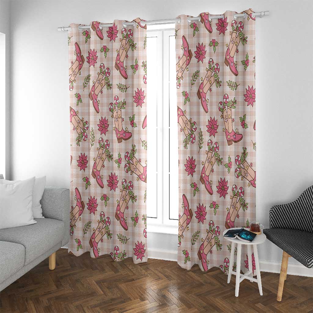 Beige Paniolo Palaka Hawaiian Cowgirl Christmas Window Curtain LT9 With Grommets Beige - Polynesian Pride