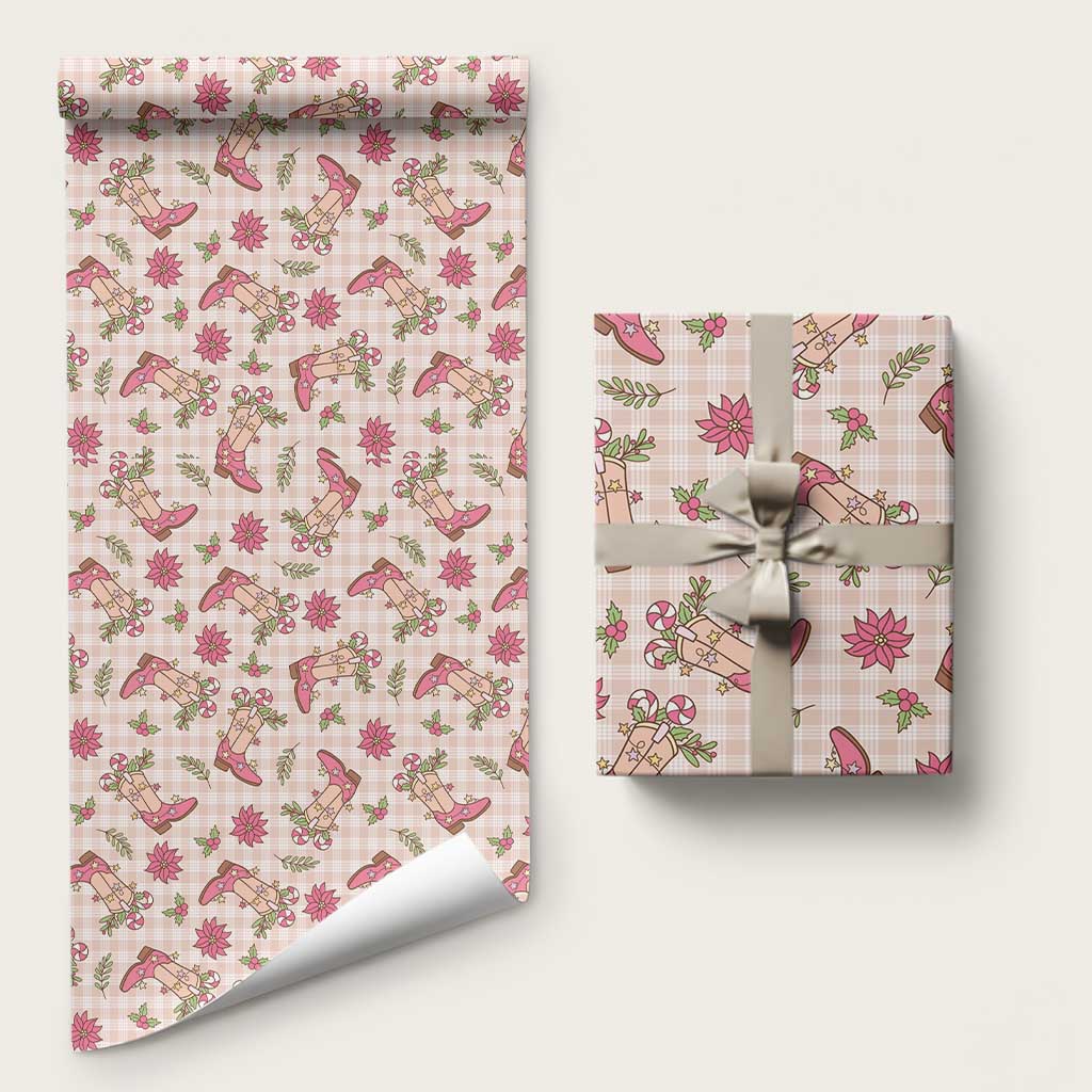 Beige Paniolo Palaka Hawaiian Cowgirl Christmas Wrapping Paper LT9 58" × 23" Beige - Polynesian Pride