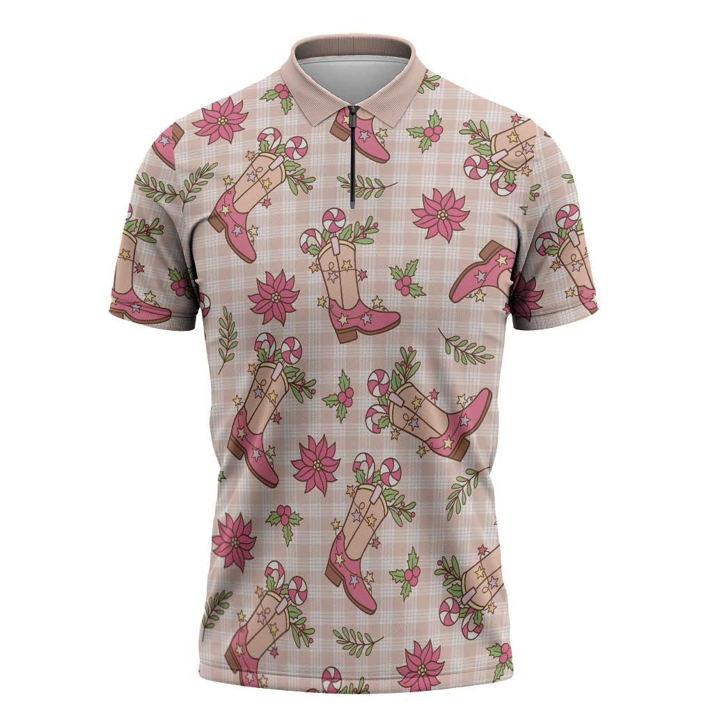 Beige Paniolo Palaka Hawaiian Cowgirl Christmas Zipper Polo Shirt LT9 Beige - Polynesian Pride