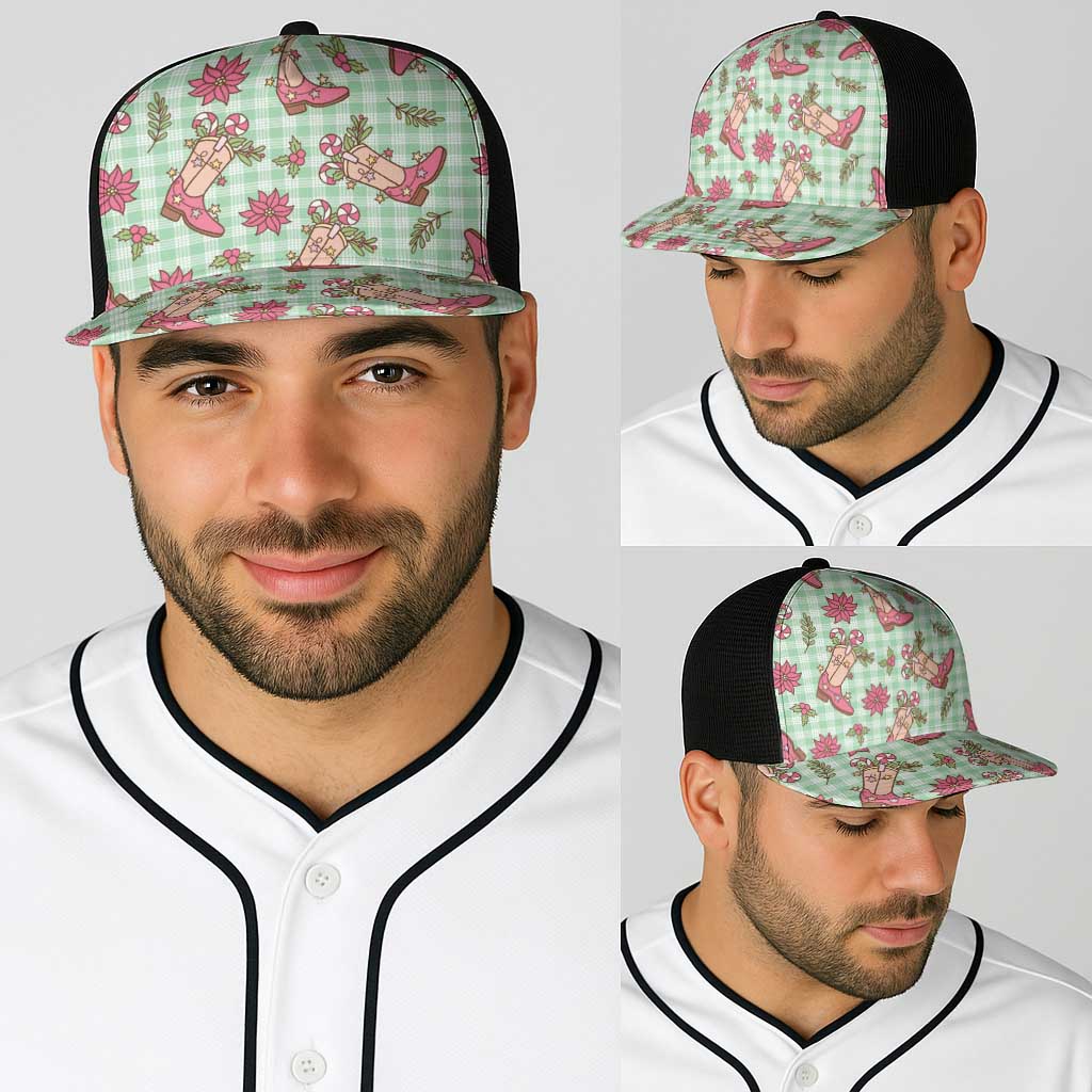 Green Paniolo Palaka Hawaiian Cowgirl Christmas Baseball Net Cap LT9 - Polynesian Pride