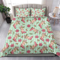 Green Paniolo Palaka Hawaiian Cowgirl Christmas Bedding Set LT9 - Polynesian Pride