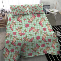 Green Paniolo Palaka Hawaiian Cowgirl Christmas Bedding Set LT9 - Polynesian Pride
