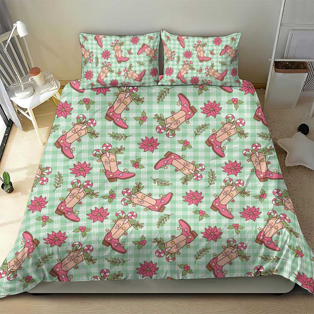 Green Paniolo Palaka Hawaiian Cowgirl Christmas Bedding Set LT9 - Polynesian Pride