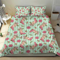 Green Paniolo Palaka Hawaiian Cowgirl Christmas Bedding Set LT9 - Polynesian Pride