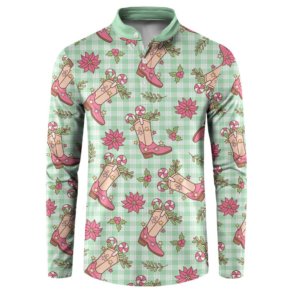 Green Paniolo Palaka Hawaiian Cowgirl Christmas Button Sweatshirt LT9 Green - Polynesian Pride