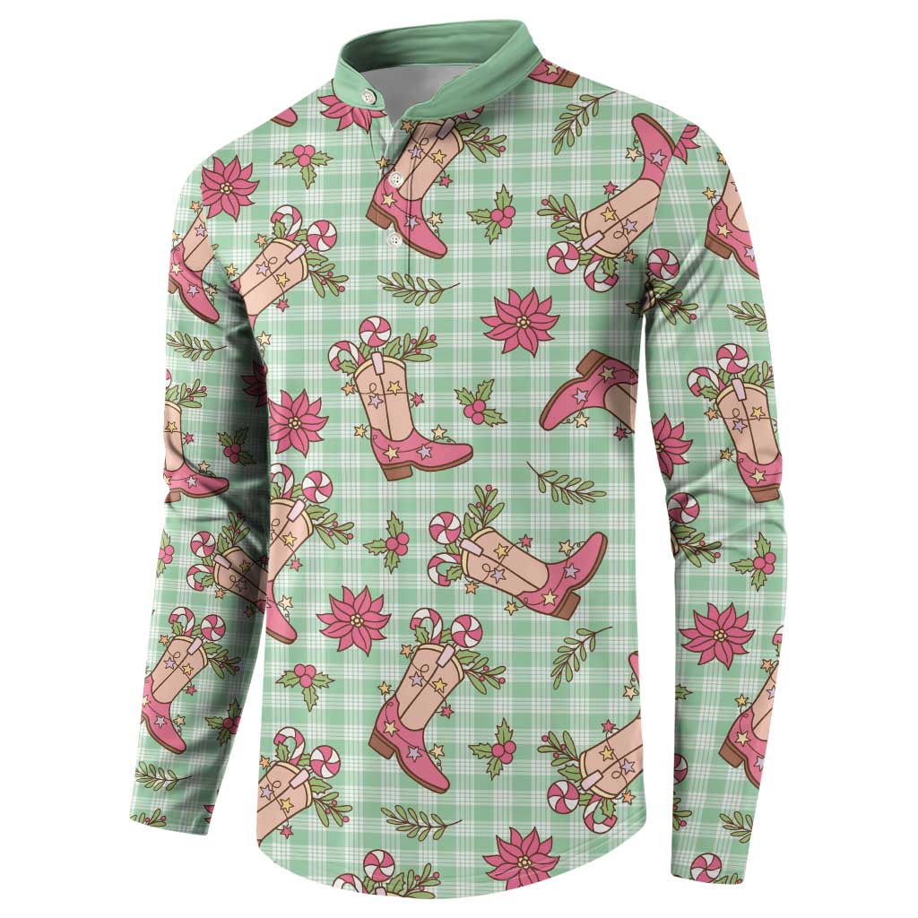 Green Paniolo Palaka Hawaiian Cowgirl Christmas Button Sweatshirt LT9 - Polynesian Pride