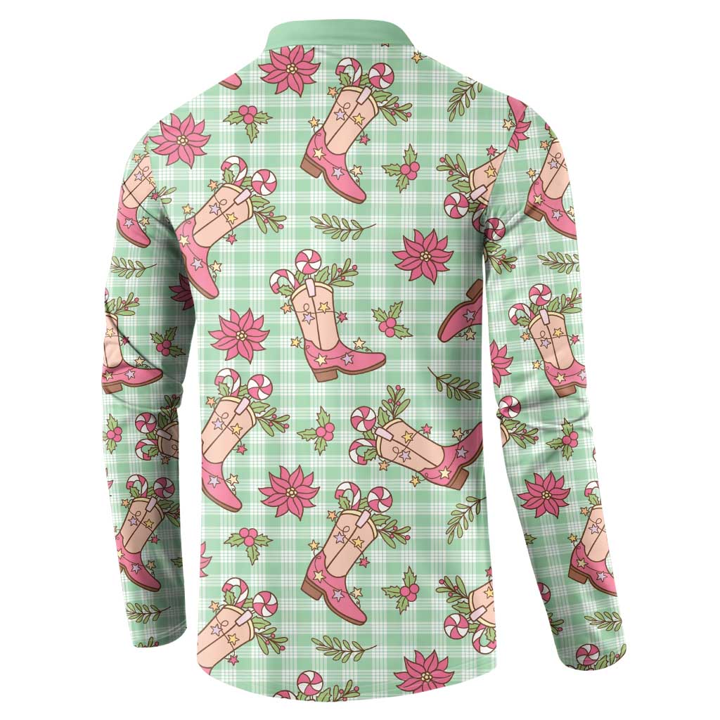 Green Paniolo Palaka Hawaiian Cowgirl Christmas Button Sweatshirt LT9 - Polynesian Pride