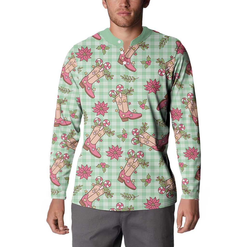 Green Paniolo Palaka Hawaiian Cowgirl Christmas Button Sweatshirt LT9 - Polynesian Pride
