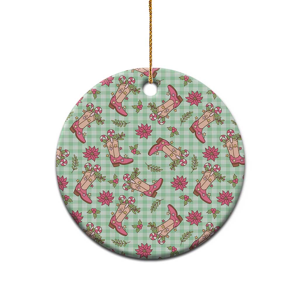 Green Paniolo Palaka Hawaiian Cowgirl Christmas Ceramic Ornament LT9 - Polynesian Pride