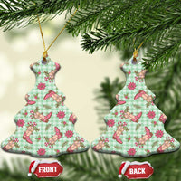 Green Paniolo Palaka Hawaiian Cowgirl Christmas Ceramic Ornament LT9 Christmas Tree Green - Polynesian Pride