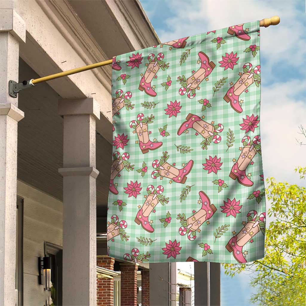 Green Paniolo Palaka Hawaiian Cowgirl Christmas Garden Flag LT9 House Flag Green - Polynesian Pride