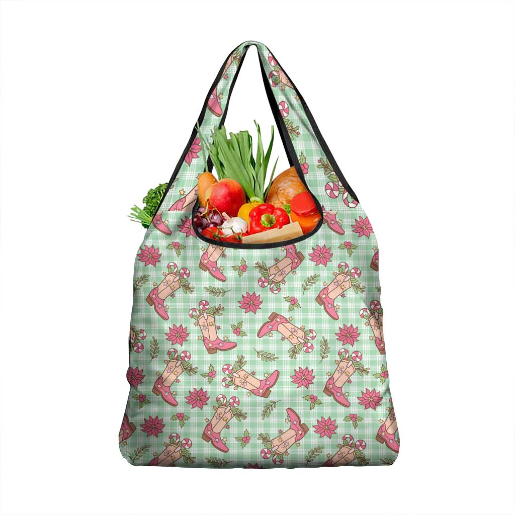 Green Paniolo Palaka Hawaiian Cowgirl Christmas Grocery Bag LT9 1-pack One Size Green - Polynesian Pride