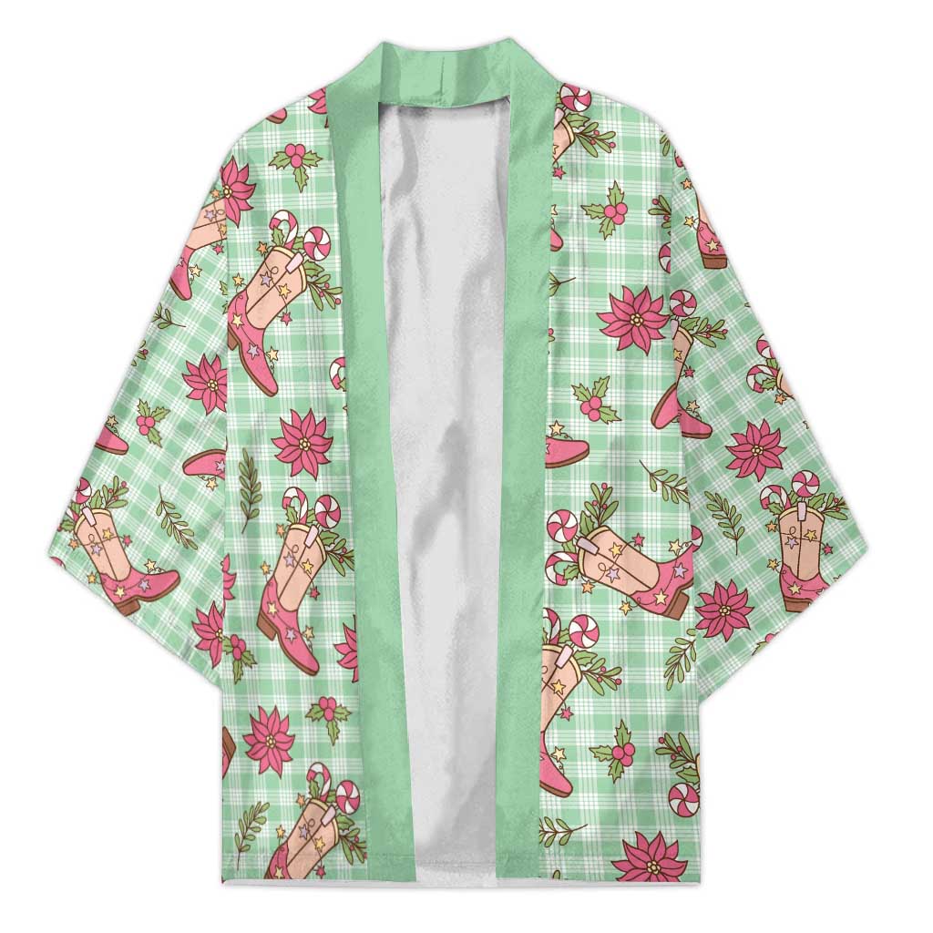 Green Paniolo Palaka Hawaiian Cowgirl Christmas Kimono LT9 Unisex Green - Polynesian Pride
